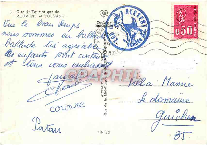 CPA Circuit Touristique de Mervent et Vouvant  — Rückseite