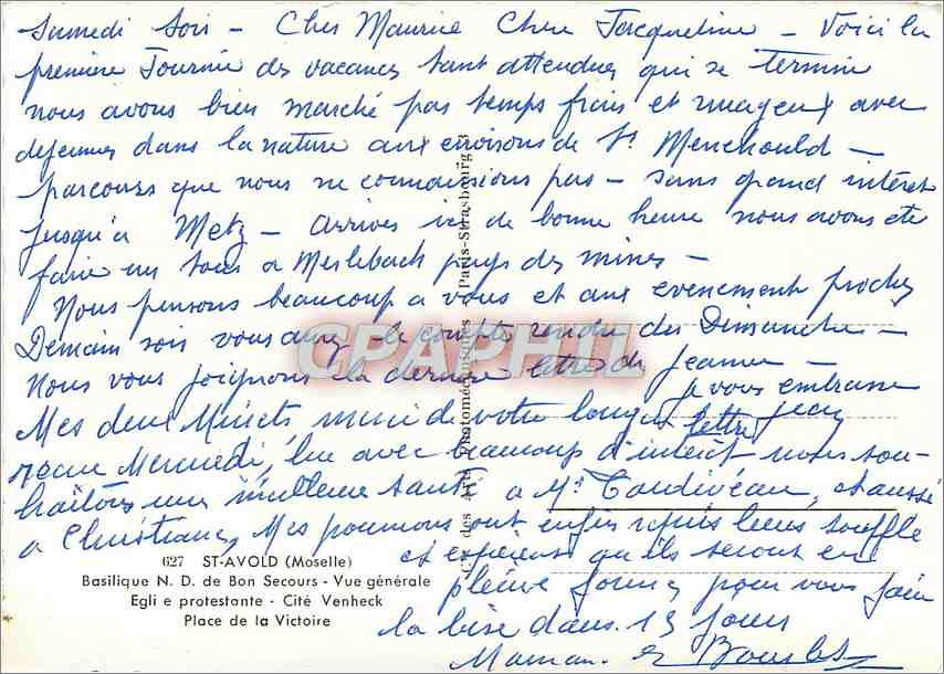 CPA St Avold Moselle Basilique ND de Bon Secours Vue generale  — Verso