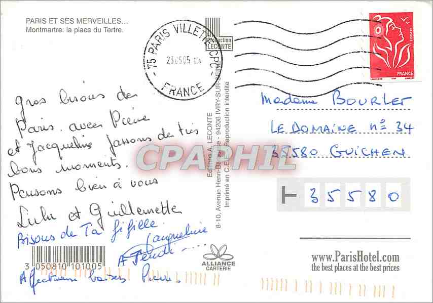CPA Paris et ses Merveilles Montmartre la place du Tertre  — Rückseite