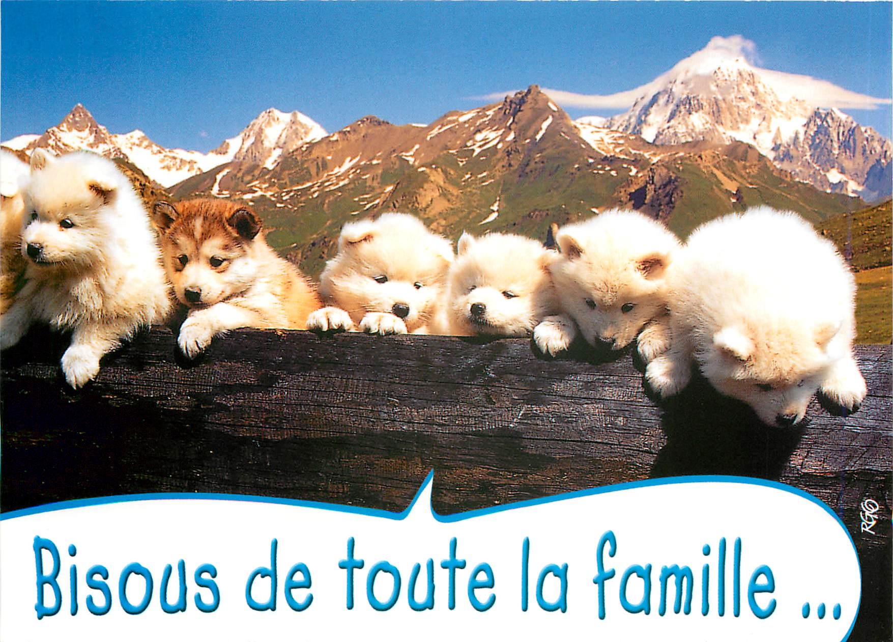 CPA Bisous de toute la famille 