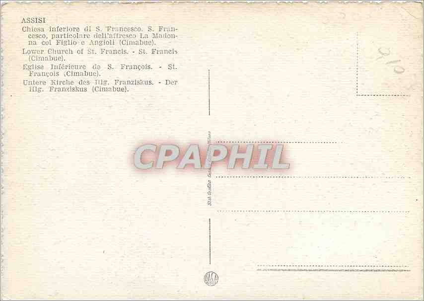 CPM Assisi Eglise Inferieure de S Francois  — Rückseite