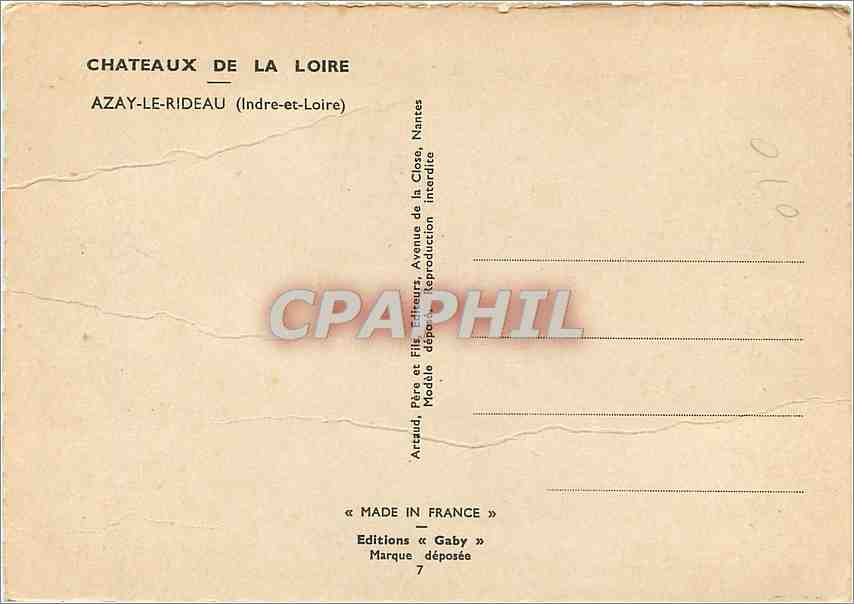 CPM Azay le Rideau Indre et Loire  — Verso