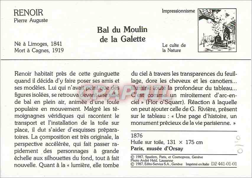 CPM Renoir Pierre Auguste Bal du Moulin de la Galette  — Rückseite