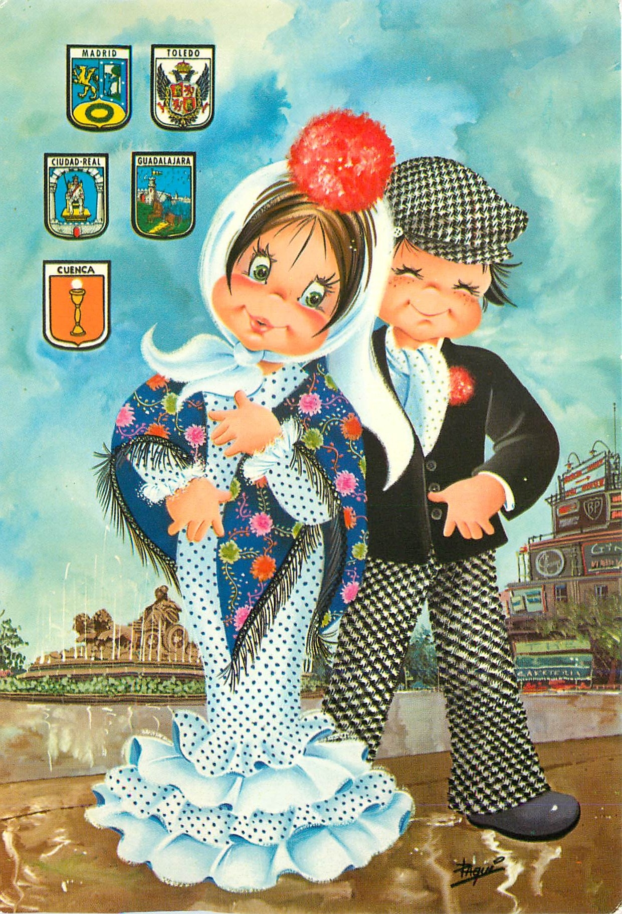 CPM Enfants Espagne Folklore Madrid Toledo Ciudad Real Guadalajara Cuenca