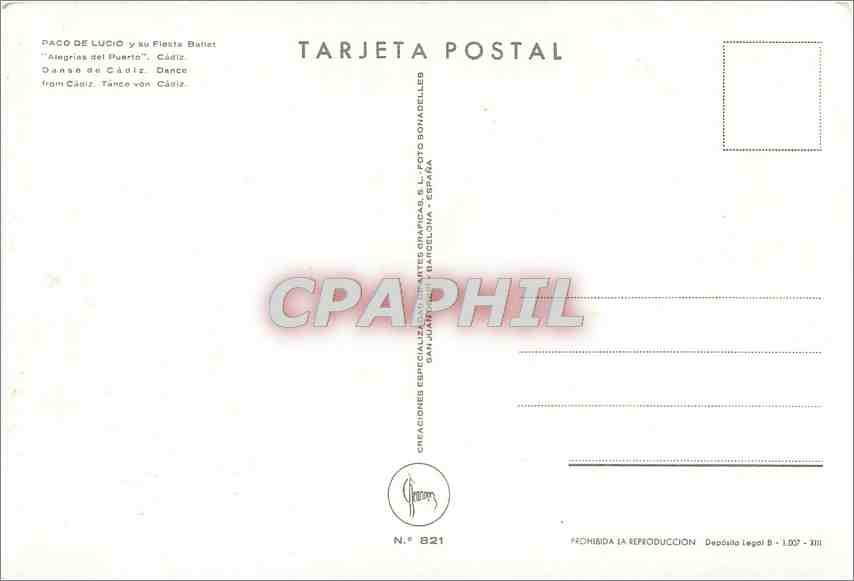CPM Recuerdo de Espana Paco de Lucia y su Fiesta Buliet  — Rückseite