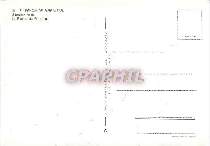 CPM El Penonde Gibraltar Le Rocher de Gibraltar  — Rückseite