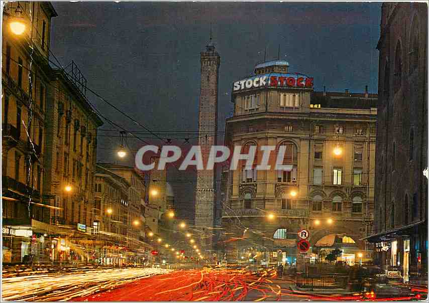 CPM Bologna Rue Rizzoli Deux Tours nocturne 