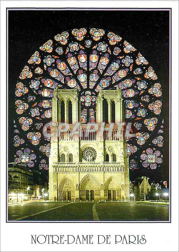 CPM Notre Dame de Paris La facade de la Cathedrale Notre Dame et la rosace sud 