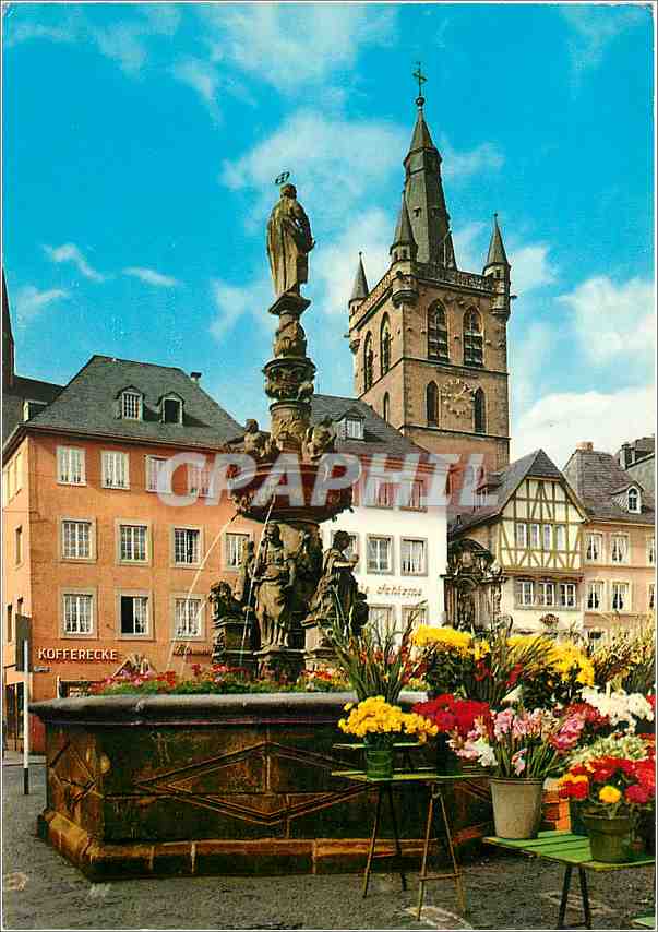 CPM Trier Fontaine du Marche et l'Eglise Saint Gangolph 