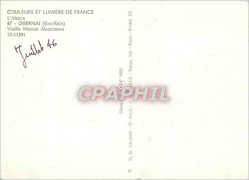 CPA Obernai Bas Rhin Vieille Maison Alsacienne  — Rückseite
