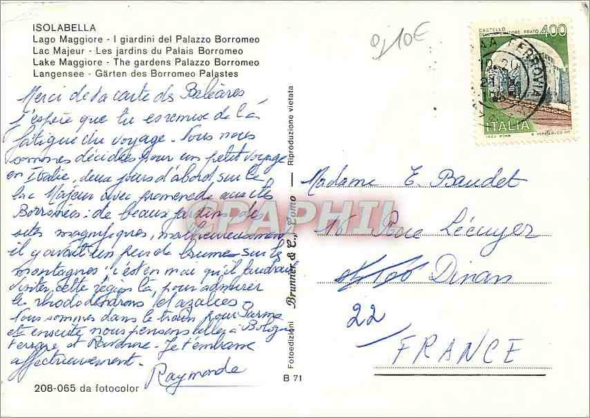 CPM Isolabella Lac Majeur Les jardins du Palais Borromeo  — Verso
