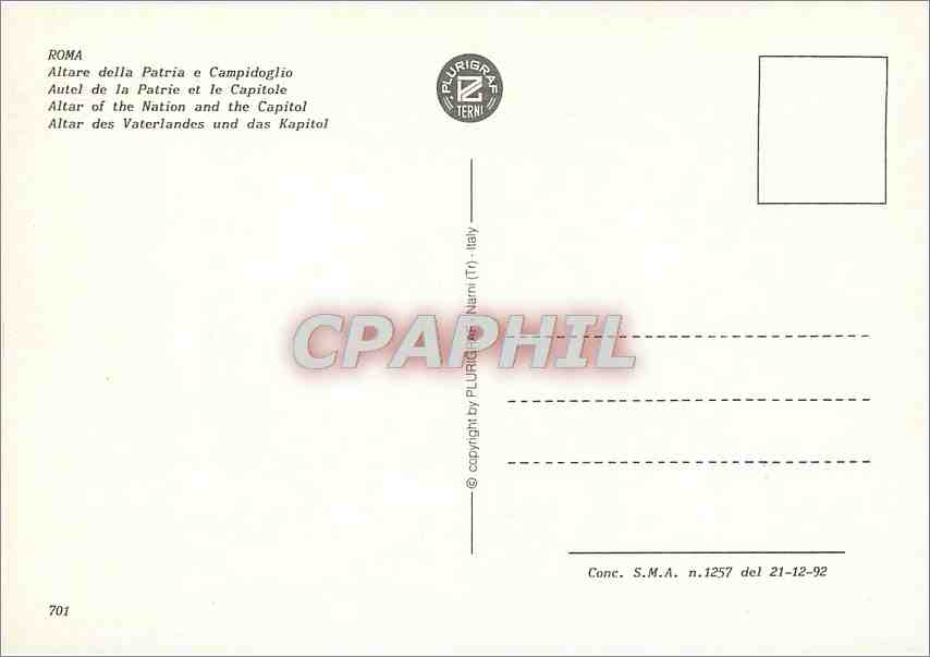 CPM Roma Autel de la Patrie et la Capitole  — Rückseite
