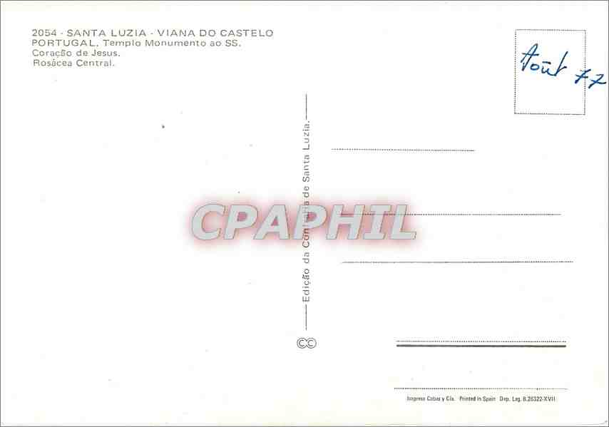CPM Santa Luzia Viana do Castelo Portugal Templo Monumento  — Back