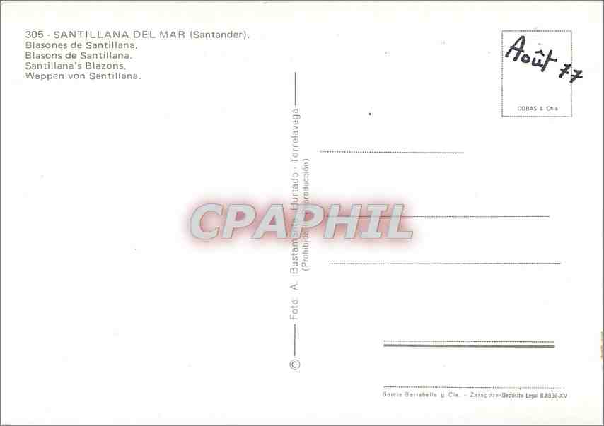 CPM Santillana del mar Santander Blasons de Santillana  — Rückseite