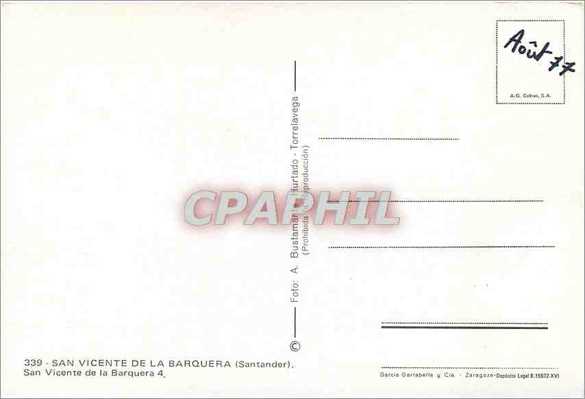 CPM San Vicente de la Barquera Santander  — Rückseite