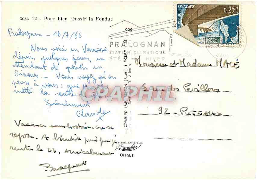 CPA Pour bien reussir la Fondue Gruyere  — Rückseite