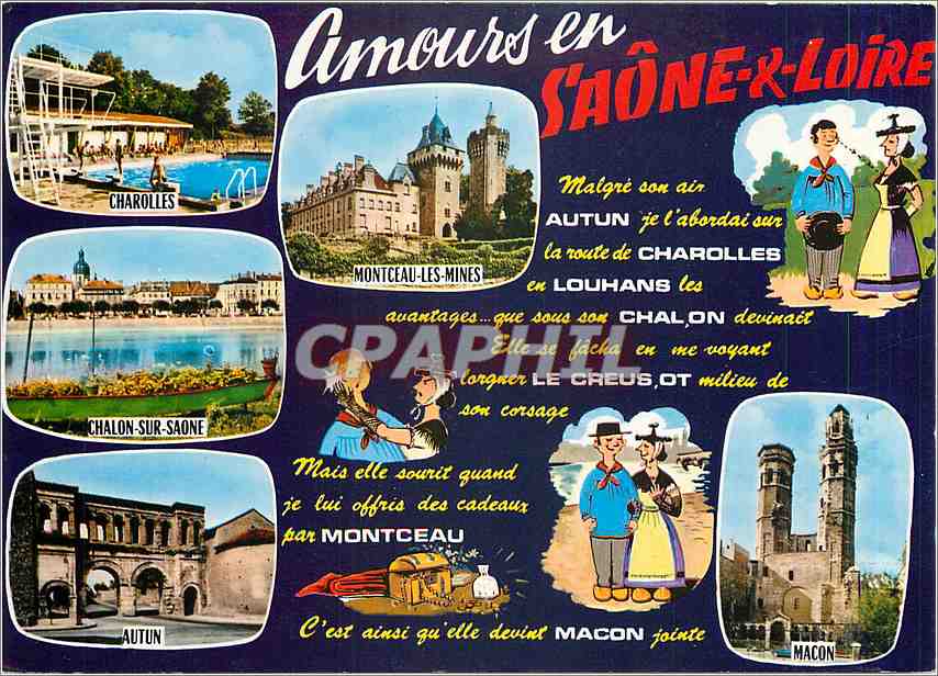 Amours en Saône-et-Loire — CPA n° C4 71999-1-0002 — Éditions et Impressions Combier / Mâcon
