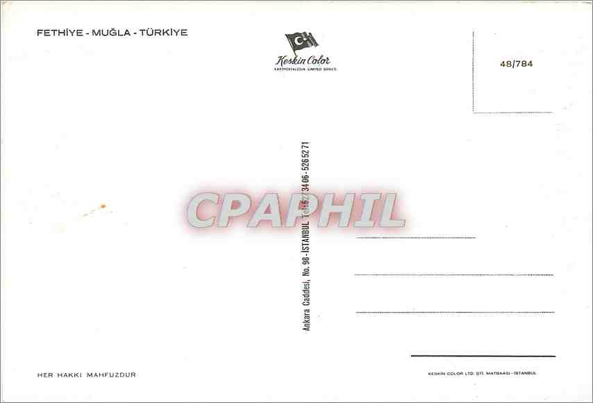 CPA Fethiye Mugla Turkiye  — Verso