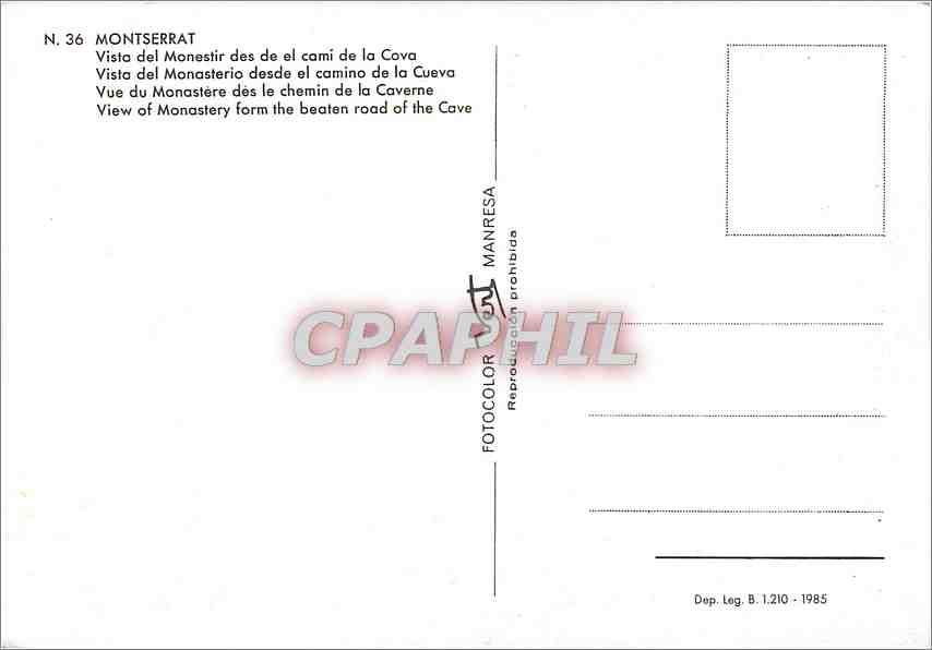 CPM Montserrat Vue du Monastere des le chemin de la Caverne  — Rückseite
