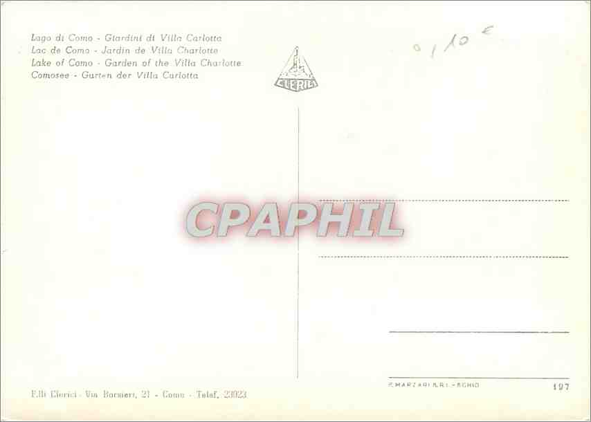 CPM Lac de Como Jardin de Villa Charlotte  — Rückseite