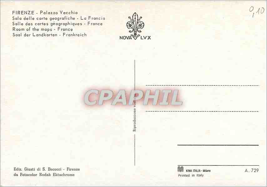 CPA Firenze Palazzo Vecchio Salle des cartes geographiques France  — Rückseite