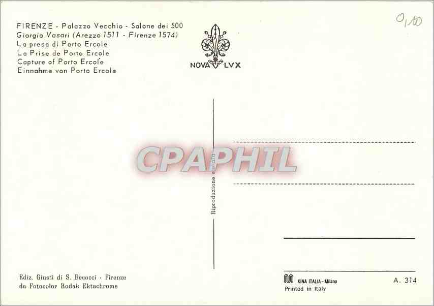 CPA Firenze Palazzo Vecchio La Prise de Porto Ercole  — Rückseite