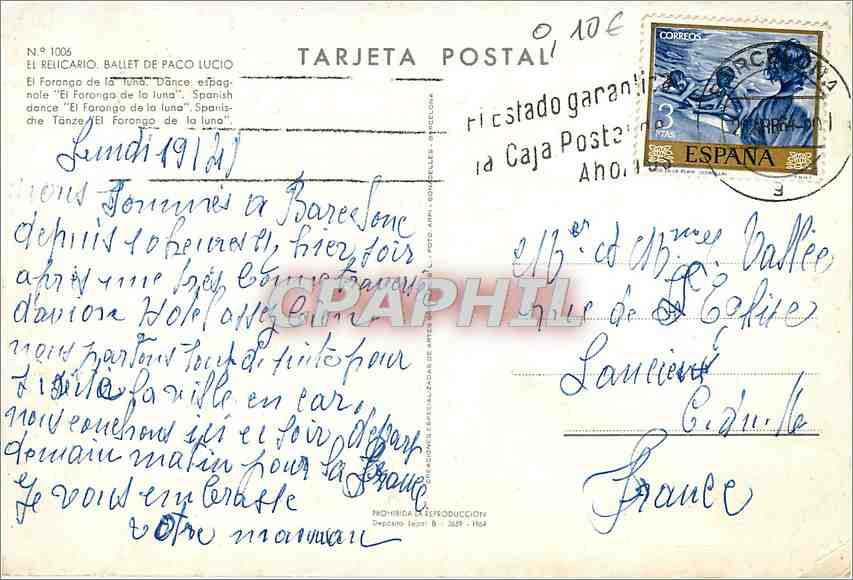 CPA El Relicario Ballet de Paco Lucio  — Rückseite