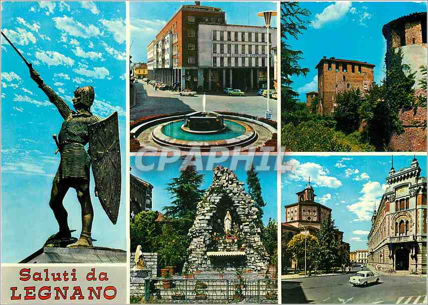 CPA Saluti di Lugano Monumento alba Battaglia di Legnano Alberto da Giussano 