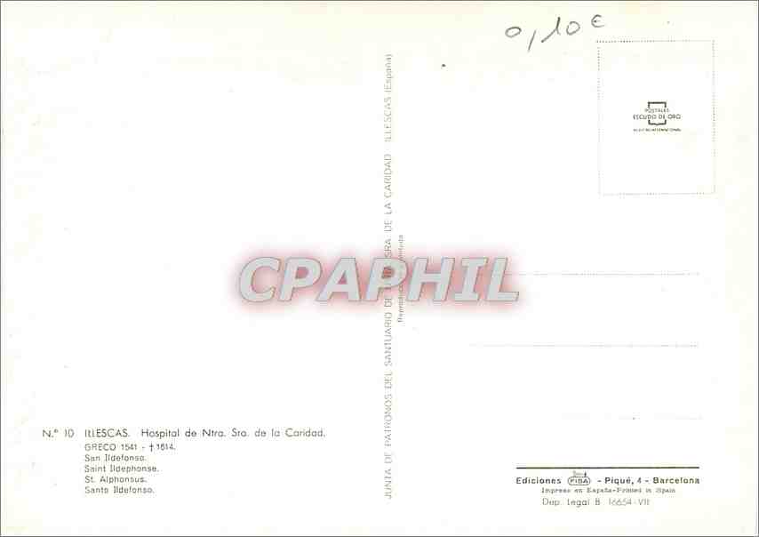 CPA Illescas Hospital de Ntra Sra de la Caridad  — Back