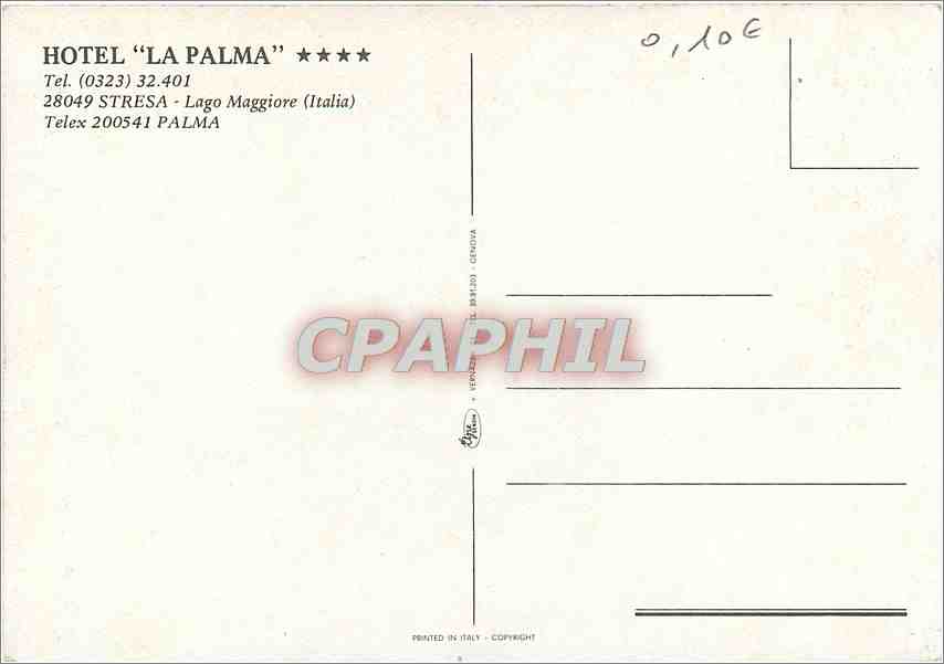 CPA Hotel La Palma Stresa Lago Maggiore Italia  — Verso