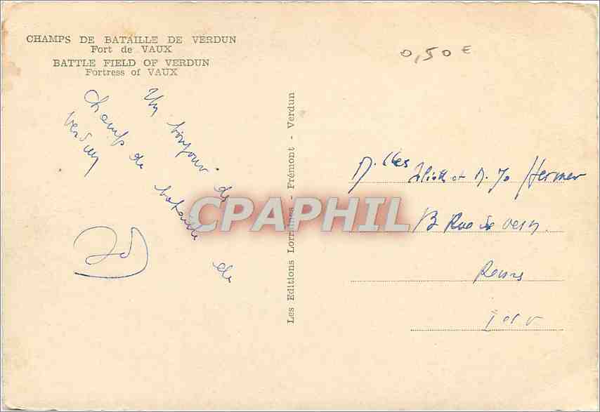 CPM Champs de Bataille de Verdun Fort de Vaux  — Rückseite