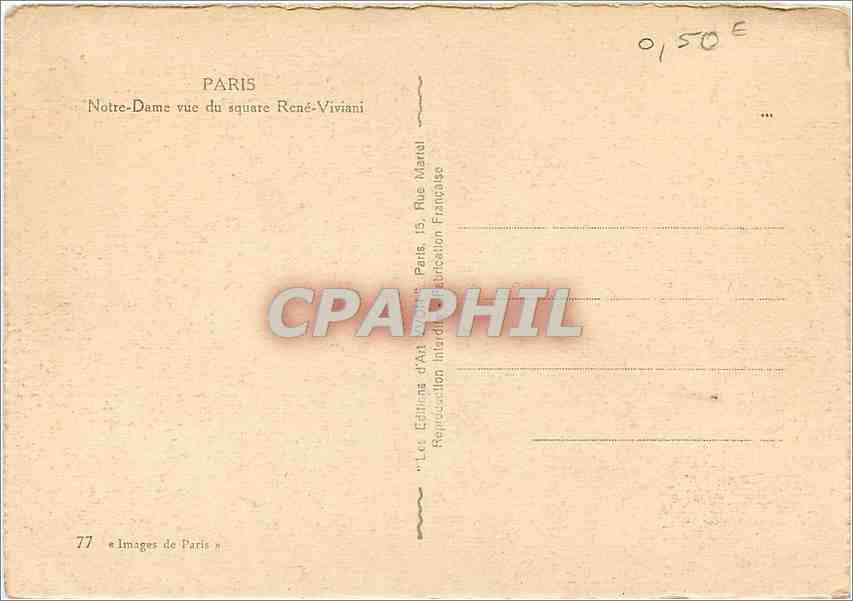 CPM Paris Notre Dame vue du square Rene Viviani  — Rückseite