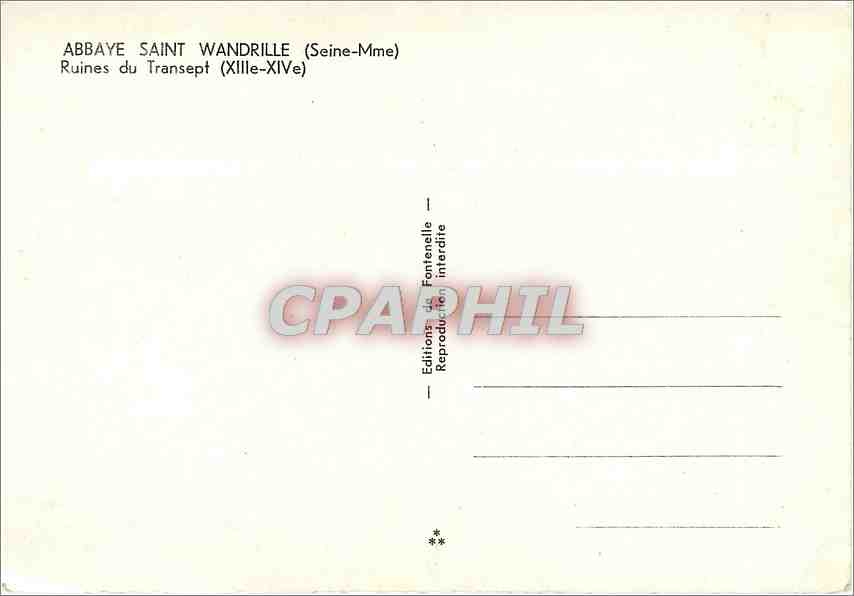 CPM Abbaye Saint Wandrille Seine Mme Ruines du Transept  — Verso