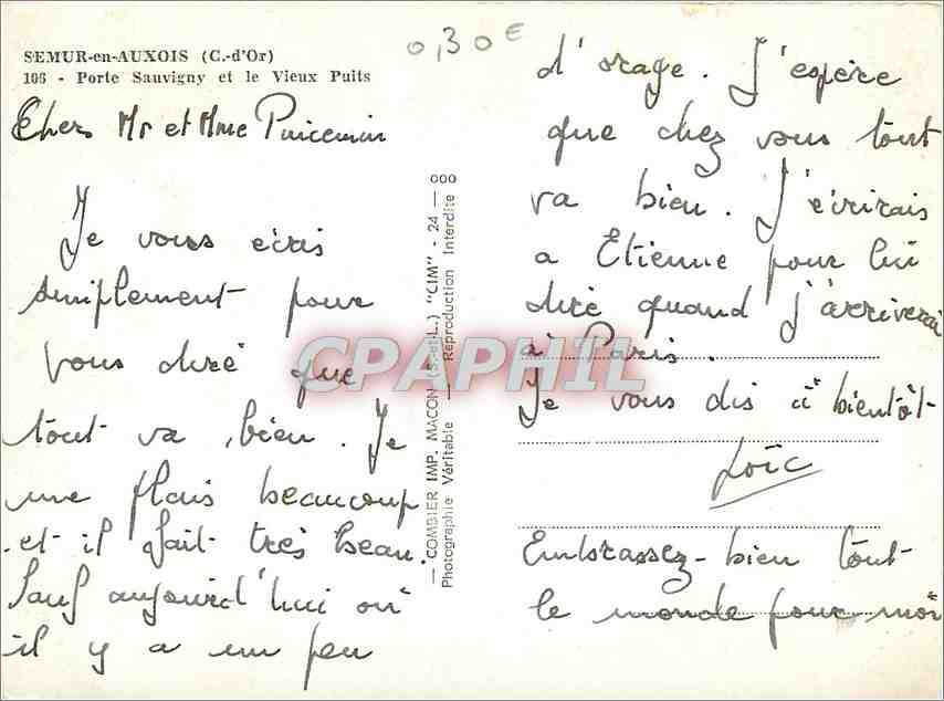 CPM Semur en Auxois C d'Or Porte Sauvigny et le Vieux Puits  — Rückseite