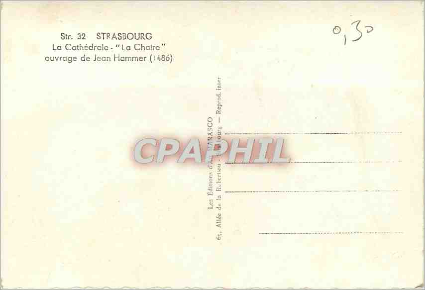 CPM Strasbourg La Cathedrale La Chaire ouvrage de Jean Hammer  — Rückseite