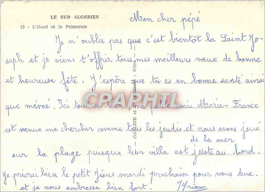 CPM Le Sud Algerien L'Oued et la Palmeraie  — Rückseite