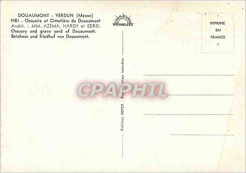 CPM Douaumont Verdun Meuse Ossuaire et Cimetiere de Douaumont  — Rückseite