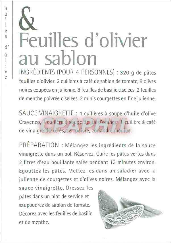 CPM Oliviers Co Feuilles d'olivier au sablon  — Rückseite