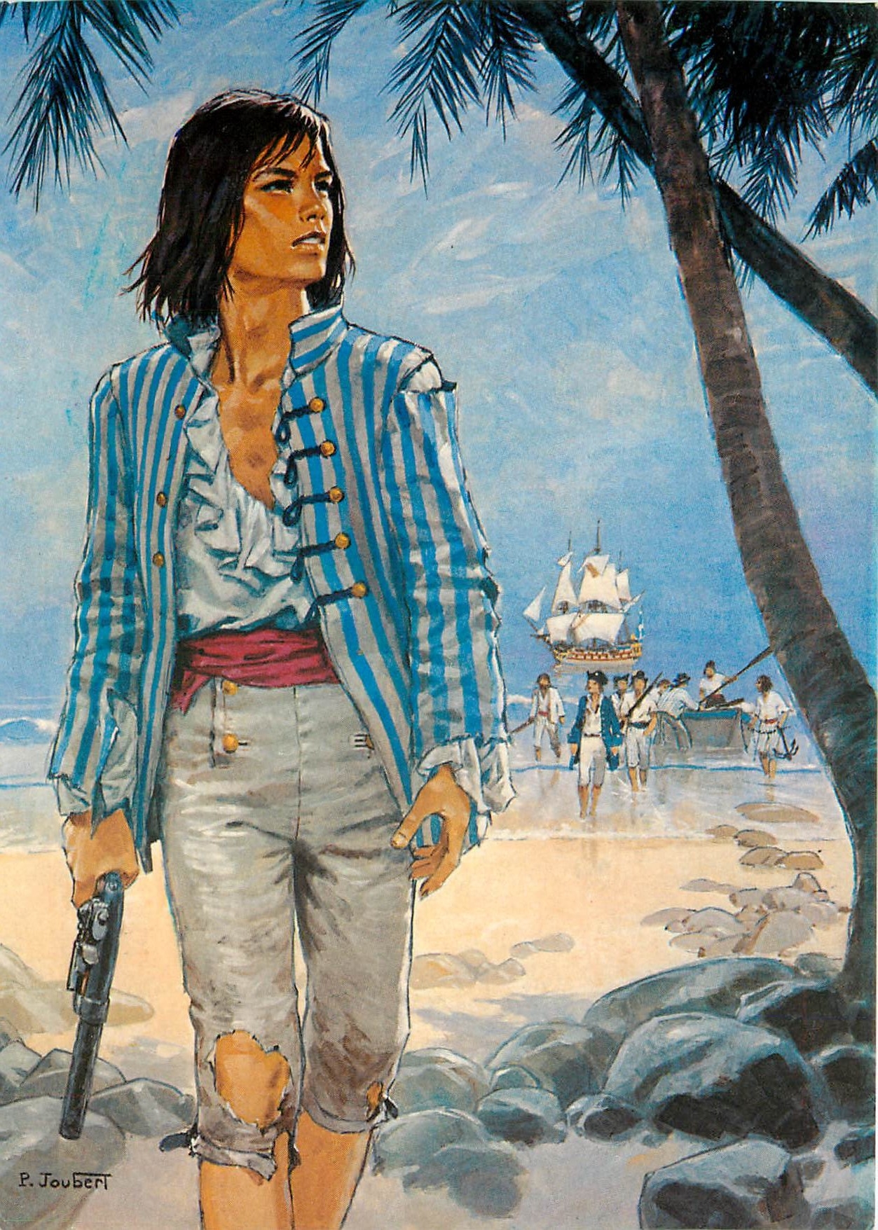 CPM Les mousses de Pierre Joubert Debarquement sur une ile lors d'une expedition de Bougainville 