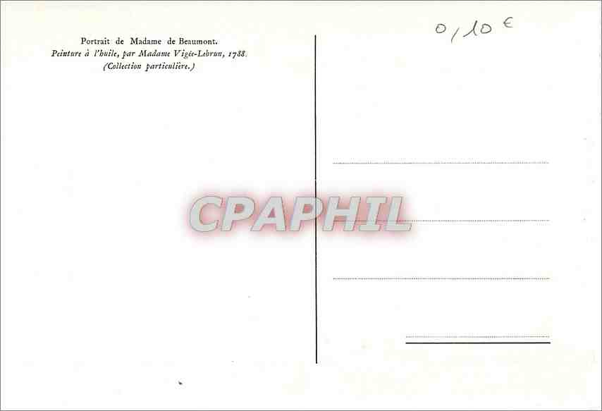 CPM Portrait de Madame de Beaumont Peinture a l'huile par Madame Vigee Lebrun  — Verso