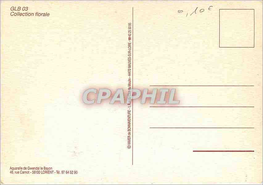 CPM Collection florale Aquarelle de Gwendal le Bayon  — Verso
