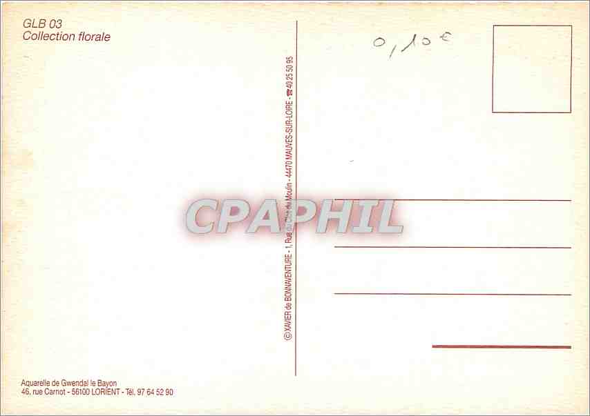 CPM Collection florale Aquarelle de Gwendal le Bayon  — Verso