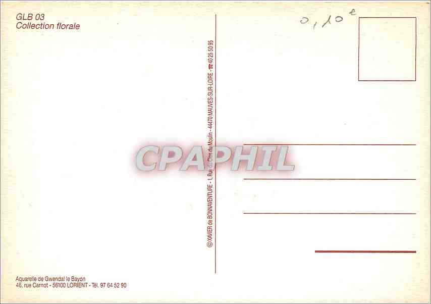 CPM Collection florale Aquarelle de Gwendal le Bayon  — Back