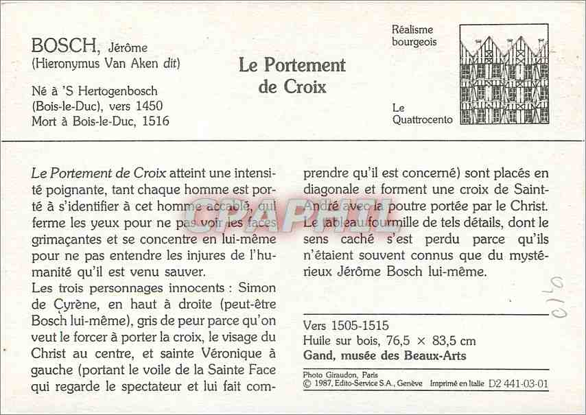 CPM Bosch Jerome Le Portement de Croix  — Verso