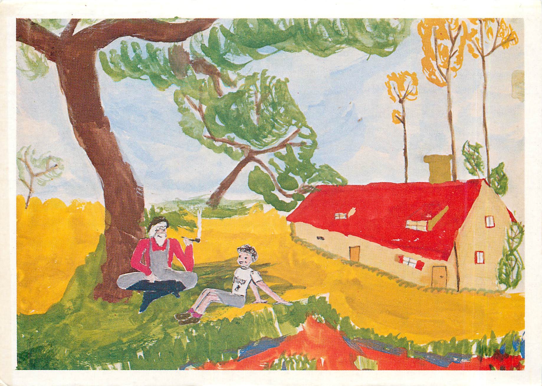 CPA Grand Pere Raconte Moi une Histoire Dessin de Peter Allemagne 
