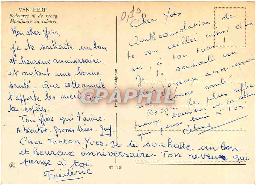CPA Van Herp Bedelares in de kroeg Mendiante au cabaret  — Verso