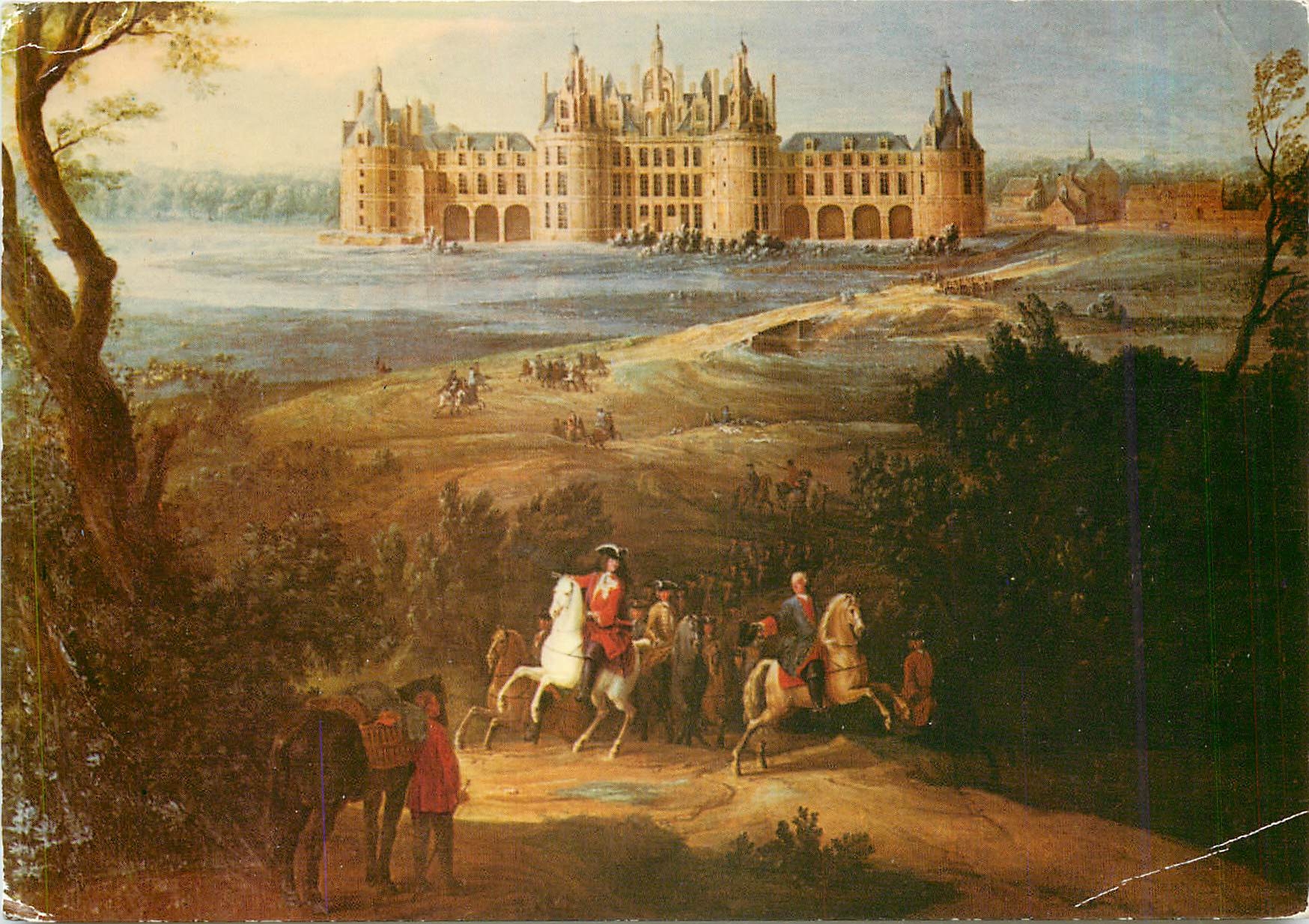 CPA Anjou et Touraine du Temps Jadis Louis XIV devant le chateau de Chambord 