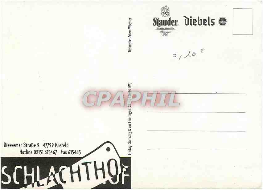 CPA Schlachthof Diessemer Strasse 9 Krefeld  — Verso