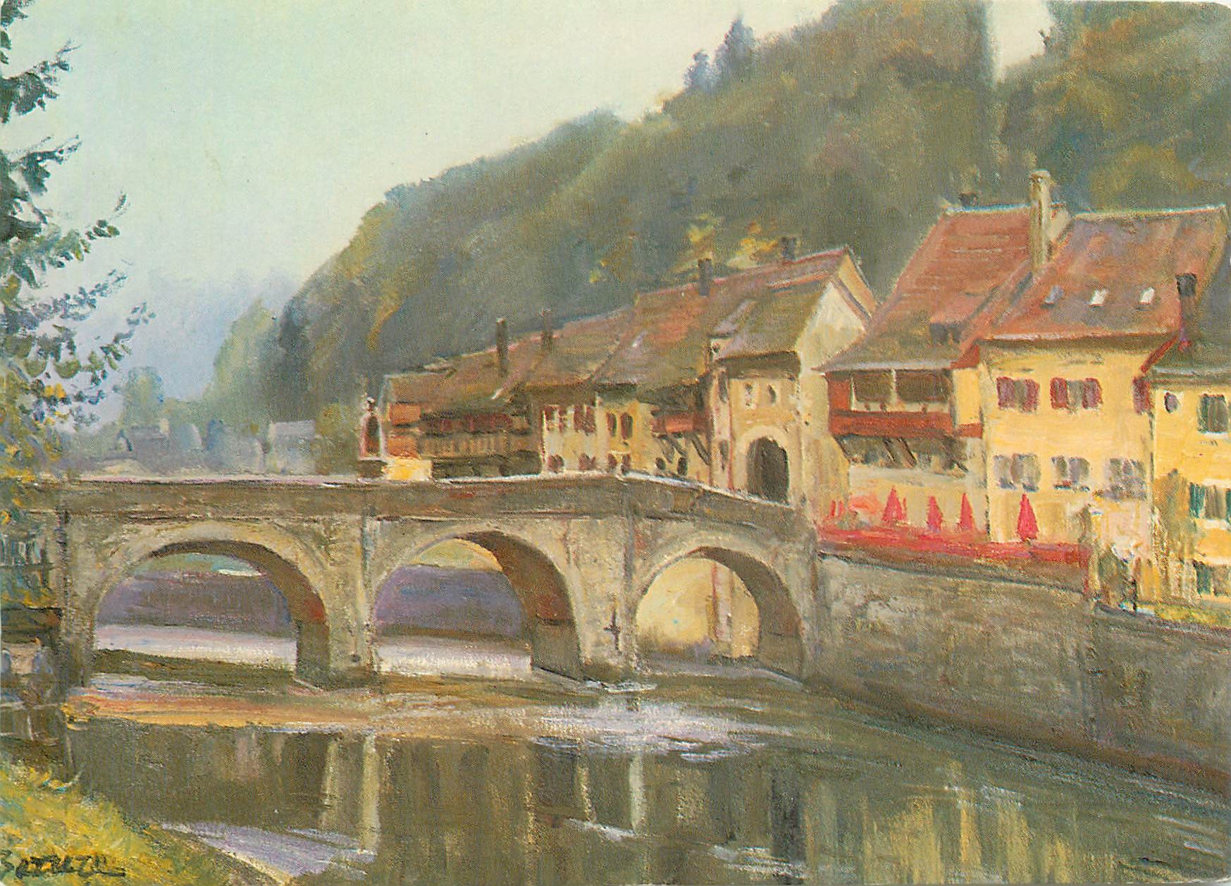 CPA Saint Ursanne peint par Nicolas Barrera Galerie du Faubourg Porrentruy 