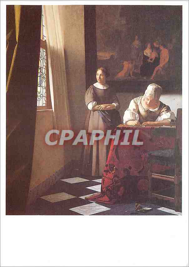 CPA Vermeer La Jeune femme ecrivant une lettre et sa servante 